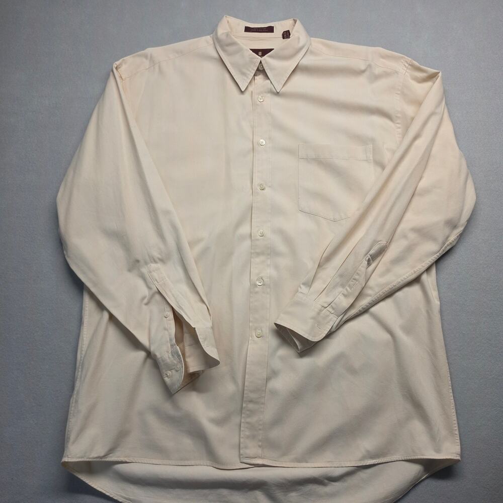 Nordstrom Mens Long Sleeve Button Down Shirt Cream Beige Size L 100% Cotton